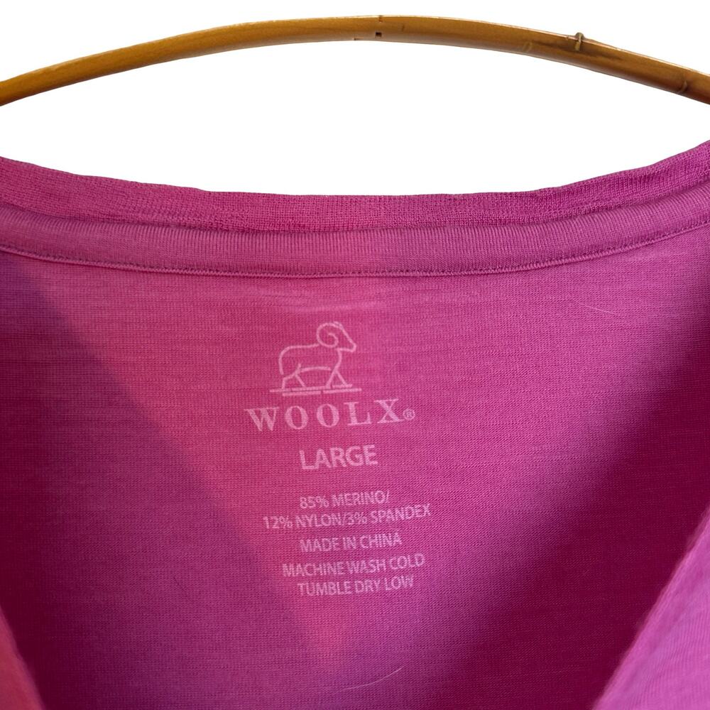 WoolX Jenny 3/4 Sleeve Crewneck Tee Shirt Summer Sorbet Pink Merino Base Layer L - Picture 3 of 5